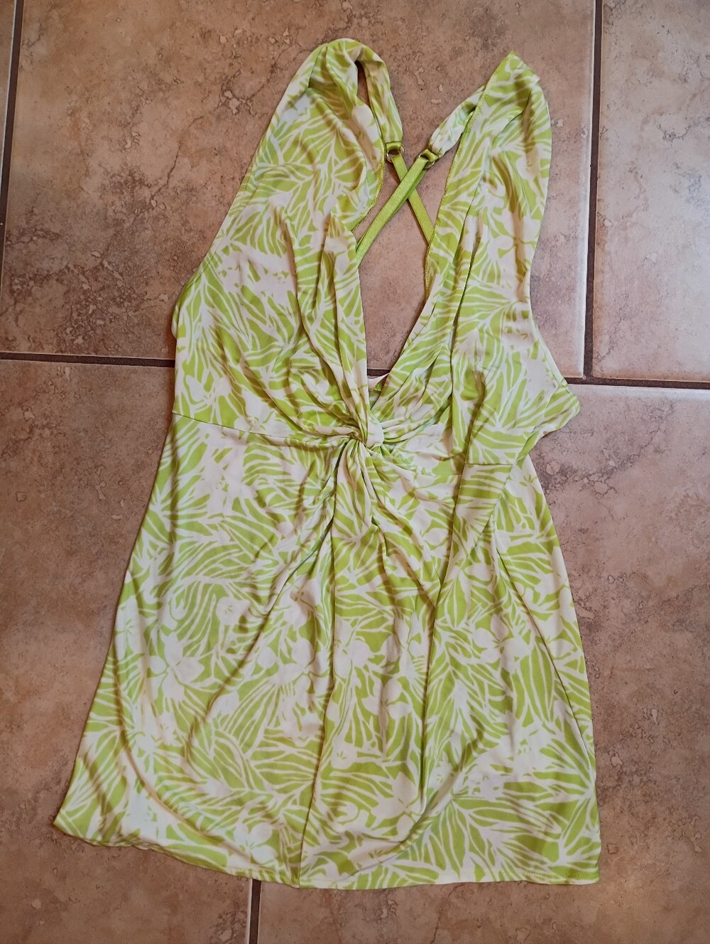 Victoria's Secret Lime Green and White Tropical Tank